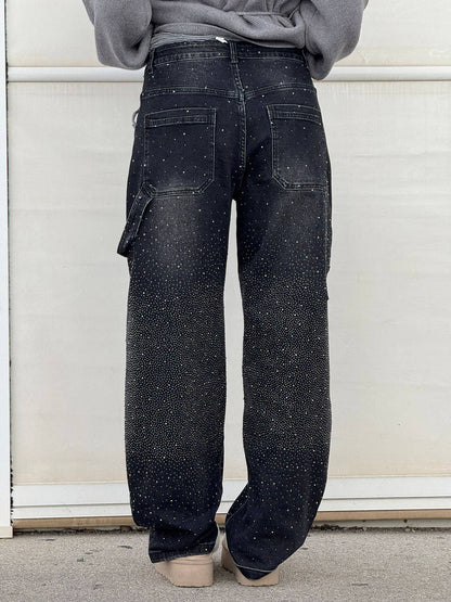 Balon Kesim Karpenter Parlak Denim Jean