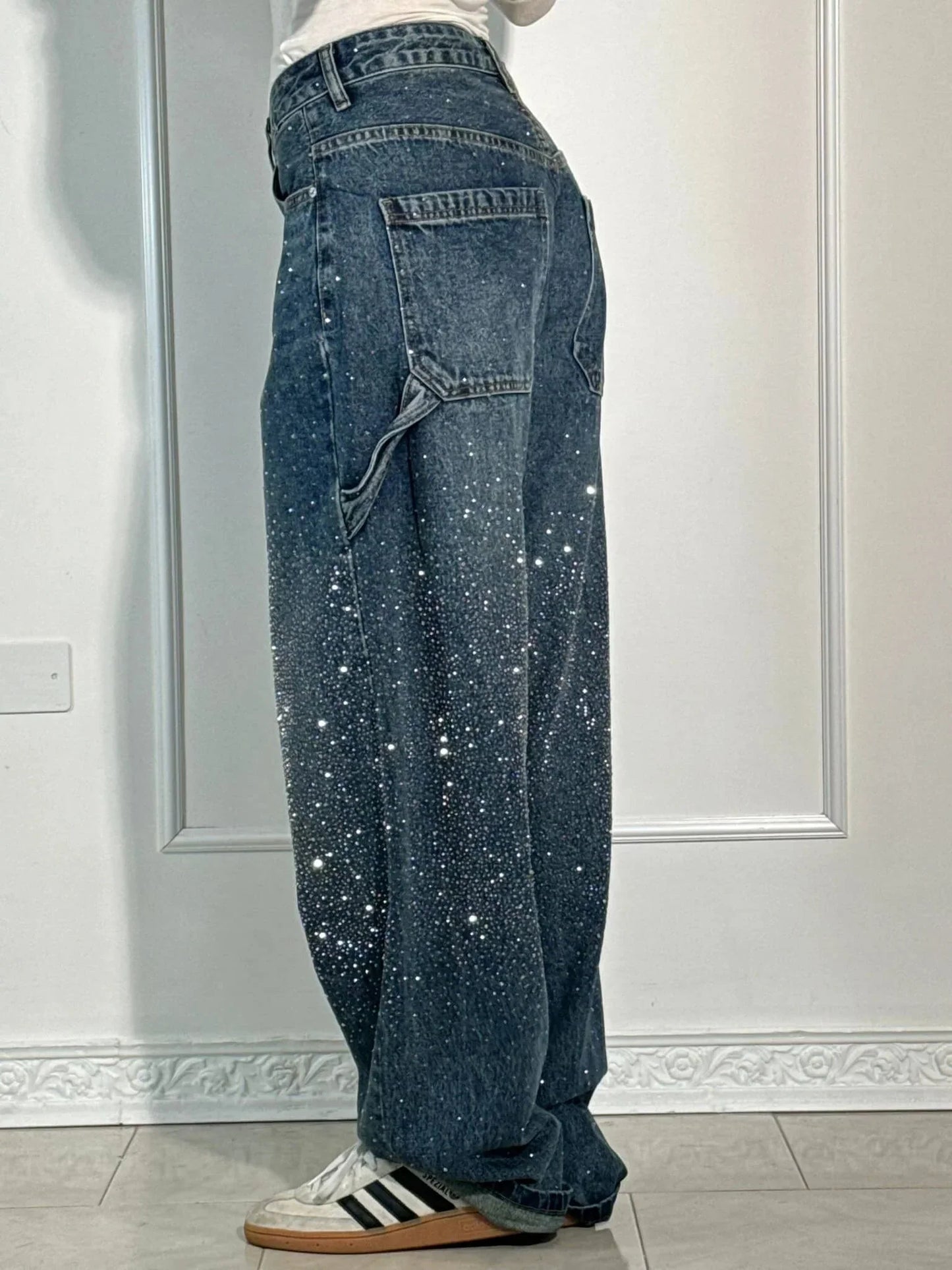 Balon Kesim Karpenter Parlak Denim Jean
