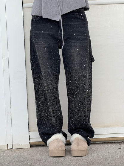 Balon Kesim Karpenter Parlak Denim Jean