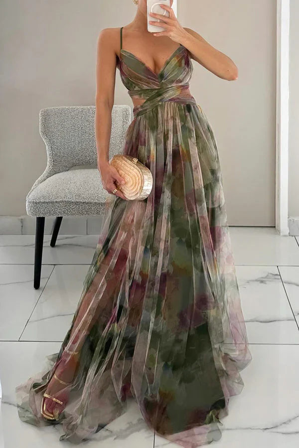 Carola - Çiçek desenli büyüleyici maksi elbise